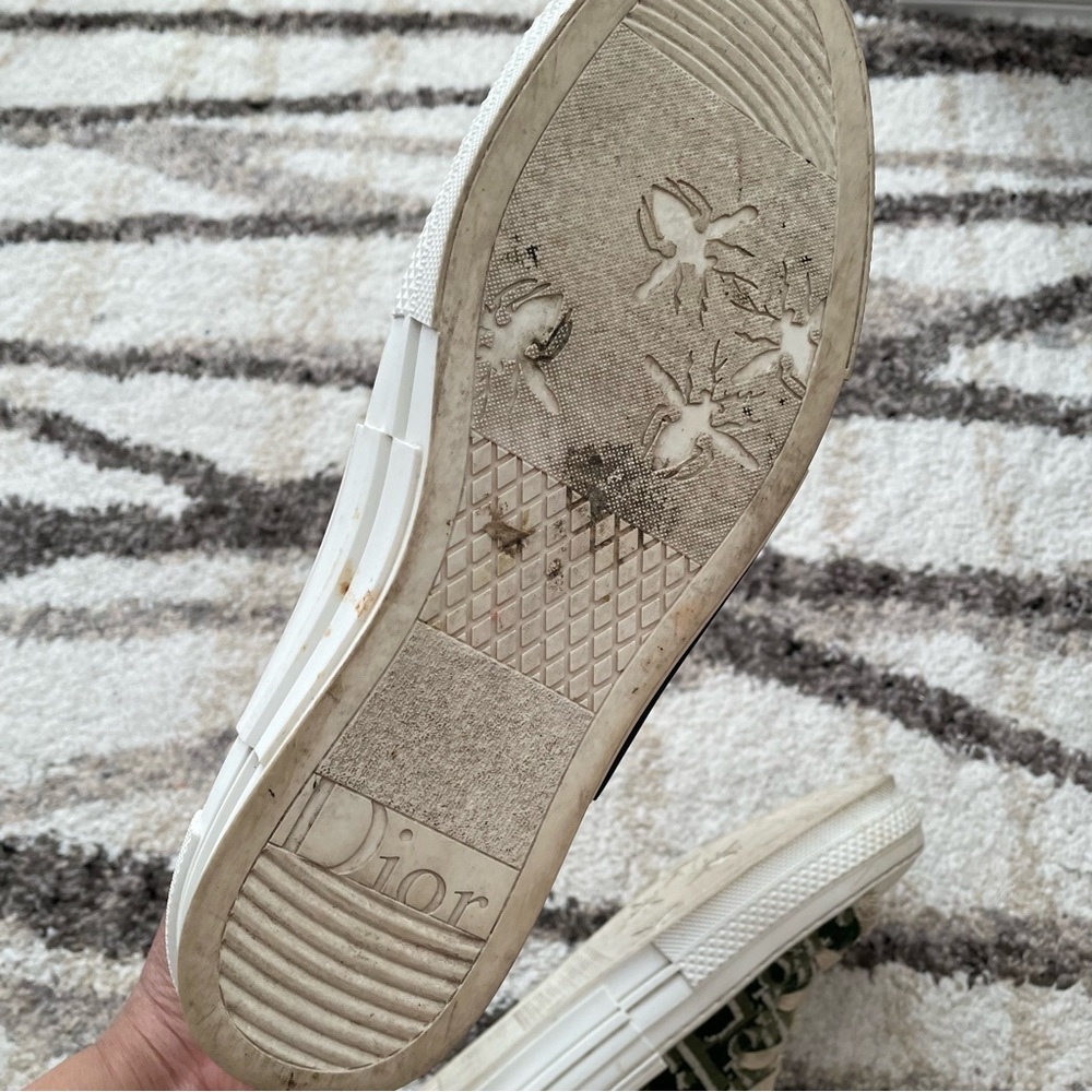 Men’s Dior B23 High Top Sneakers Green & White Oblique Tapestry - Picture 4 of 15